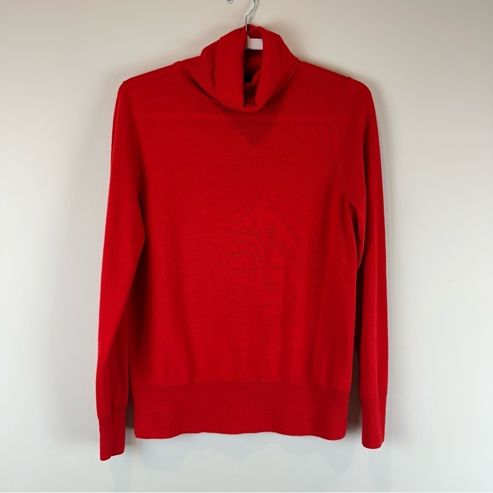 J.Crew Red Green 100% Merino Wool Turtleneck Sweater Size Large Flawed